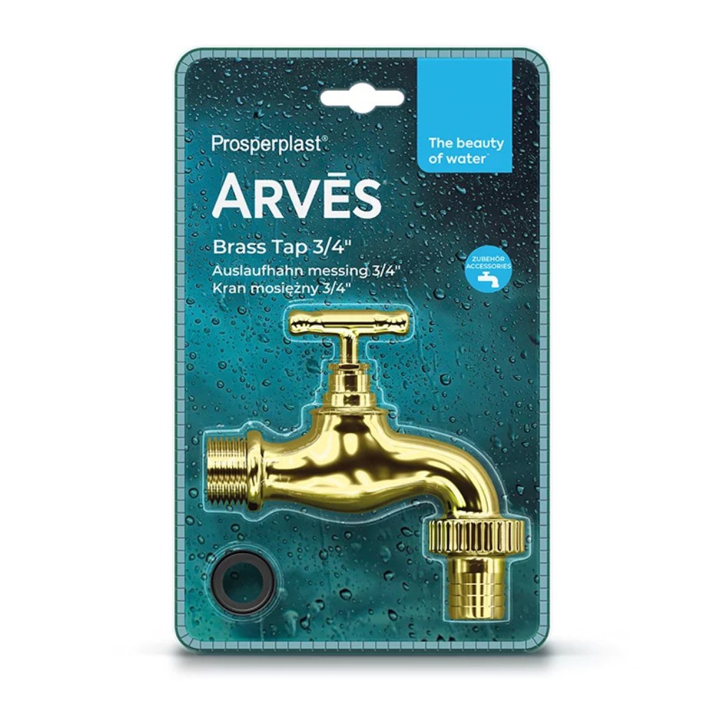 Prosperplast 3/4″ auksinis čiaupas lietaus vandens talpykloms |  |  |